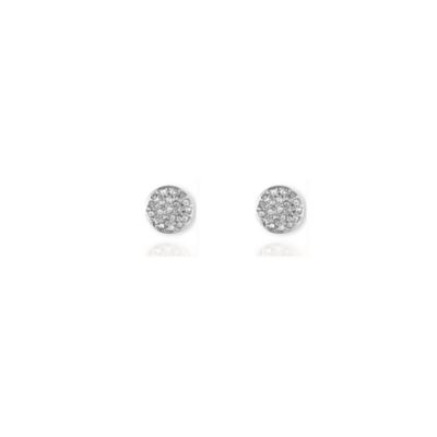 Silver tone button stud crystal earrings